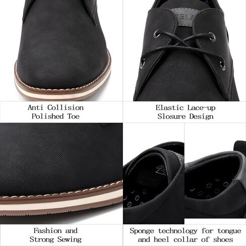 EliteLand Men's Dress Shoes, Mens Oxford Shoes, Leather Stylish Lace-up Wingtip Brogues, Business Casual Formal Derby Shoe in Kuwait