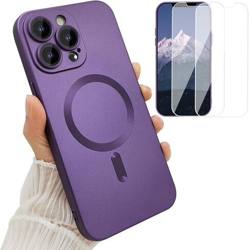 حافظة مغناطيسية لهاتف iPhone 12 Pro Max للنساء، [متوافقة مع MagSafe] تصميم معدني ناعم غير لامع مع واقيات عدسة و2 واقي شاشة لهاتف iPhone 12 Pro Max 6.7 بوصة - أحمر خمري in Kuwait