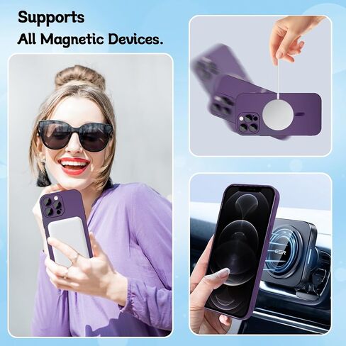 حافظة مغناطيسية لهاتف iPhone 12 Pro Max للنساء، [متوافقة مع MagSafe] تصميم معدني ناعم غير لامع مع واقيات عدسة و2 واقي شاشة لهاتف iPhone 12 Pro Max 6.7 بوصة - أحمر خمري in Kuwait