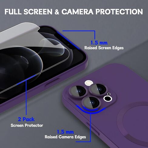 حافظة مغناطيسية لهاتف iPhone 12 Pro Max للنساء، [متوافقة مع MagSafe] تصميم معدني ناعم غير لامع مع واقيات عدسة و2 واقي شاشة لهاتف iPhone 12 Pro Max 6.7 بوصة - أحمر خمري in Kuwait