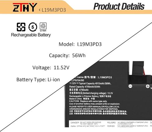 ZTHY L19M3PD3 L19D3PD3 L19L3PD3 Laptop Battery Replacement for Lenovo Ideapad S540-13API S540-13ARE S540-13IML S540-13ITL Series 5B10W67393 5B10V27761 5B10W67326 5B10V27760 5B10V27763 11.52 56Wh in Saudi Arabia