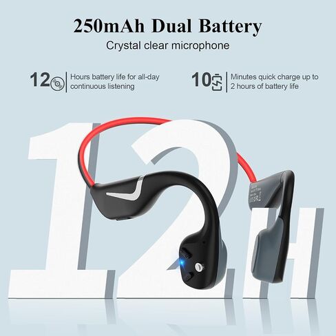 Open Ear Bone Conduction Headphones, Wireless Bluetooth Sport Headset with Mic for Running Workouts Hiking, 10 Minutes Quick Charging, Waterproof IP67, Lightweight in Saudi Arabia