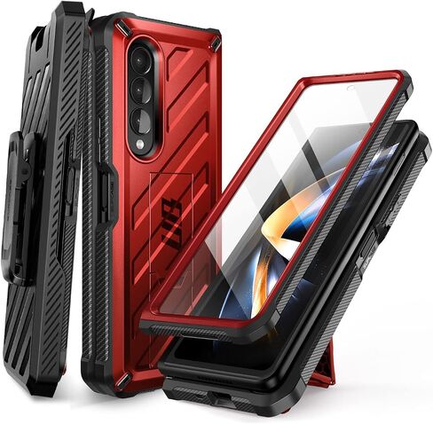 SUPCASE Case for Samsung Galaxy Z Fold 4 5G (2022), Bumper Case Robust Mobile Phone Case Premium Protective Case [Unicorn Beetle] with Integrated Screen Protector, Belt Clip and Stand (Black) in Saudi Arabia