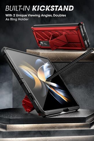 SUPCASE Case for Samsung Galaxy Z Fold 4 5G (2022), Bumper Case Robust Mobile Phone Case Premium Protective Case [Unicorn Beetle] with Integrated Screen Protector, Belt Clip and Stand (Black) in Saudi Arabia