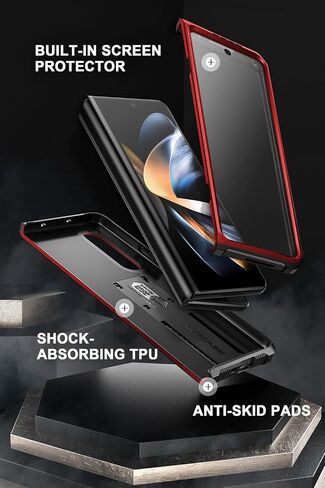 SUPCASE Case for Samsung Galaxy Z Fold 4 5G (2022), Bumper Case Robust Mobile Phone Case Premium Protective Case [Unicorn Beetle] with Integrated Screen Protector, Belt Clip and Stand (Black) in Saudi Arabia