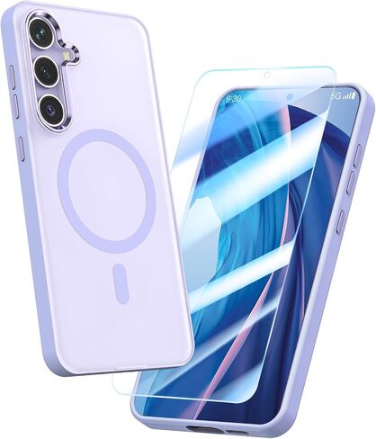 MILPROX Magnetic Case for Samsung Galaxy S24 Plus, 【Free Screen Protector】 【Compatible with MagSafe】 Metal Frame Lens & Button Translucent Matte Back， Protective Phone Cover (Cobalt Violet) in Saudi Arabia