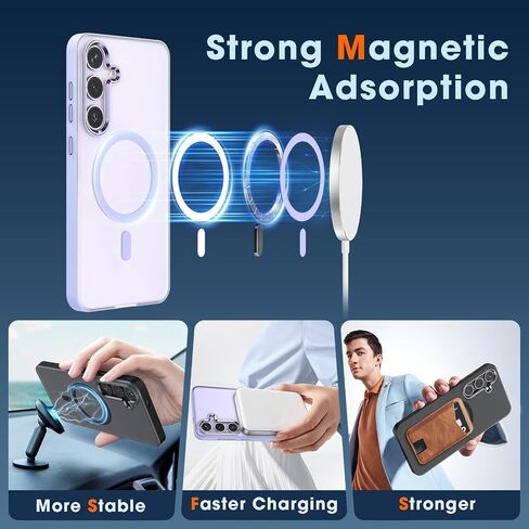 MILPROX Magnetic Case for Samsung Galaxy S24 Plus, 【Free Screen Protector】 【Compatible with MagSafe】 Metal Frame Lens & Button Translucent Matte Back， Protective Phone Cover (Cobalt Violet) in Saudi Arabia