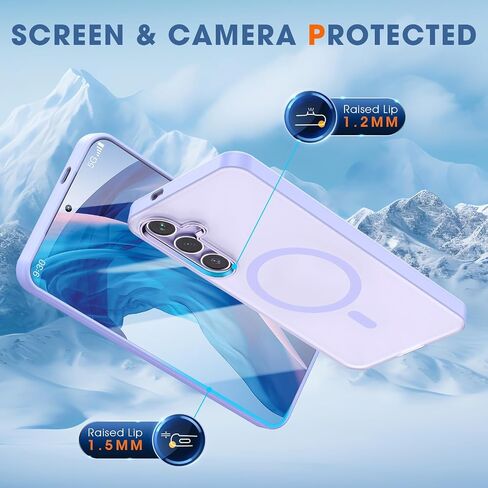 MILPROX Magnetic Case for Samsung Galaxy S24 Plus, 【Free Screen Protector】 【Compatible with MagSafe】 Metal Frame Lens & Button Translucent Matte Back， Protective Phone Cover (Cobalt Violet) in Saudi Arabia