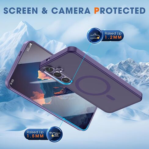 MILPROX Magnetic Case for Samsung Galaxy S24 Plus, 【Free Screen Protector】 【Compatible with MagSafe】 Metal Frame Lens & Button Translucent Matte Back， Protective Phone Cover (Cobalt Violet) in Saudi Arabia
