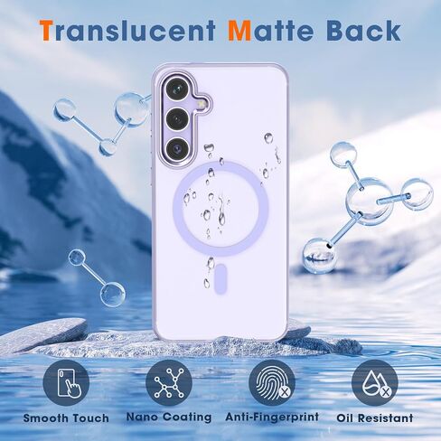 MILPROX Magnetic Case for Samsung Galaxy S24 Plus, 【Free Screen Protector】 【Compatible with MagSafe】 Metal Frame Lens & Button Translucent Matte Back， Protective Phone Cover (Cobalt Violet) in Saudi Arabia