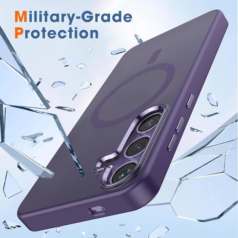 MILPROX Magnetic Case for Samsung Galaxy S24 Plus, 【Free Screen Protector】 【Compatible with MagSafe】 Metal Frame Lens & Button Translucent Matte Back， Protective Phone Cover (Cobalt Violet) in Saudi Arabia