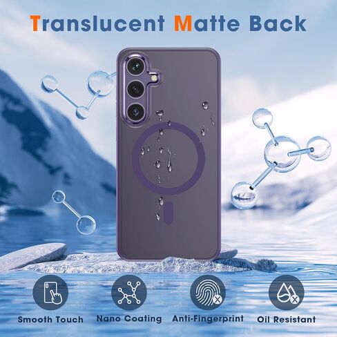 MILPROX Magnetic Case for Samsung Galaxy S24 Plus, 【Free Screen Protector】 【Compatible with MagSafe】 Metal Frame Lens & Button Translucent Matte Back， Protective Phone Cover (Cobalt Violet) in Saudi Arabia