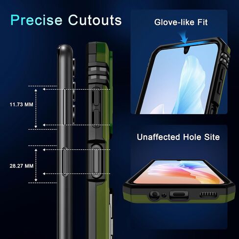 DEERLAMN Case for Samsung Galaxy A25 5G with Slide Camera Cover+Screen Protector (1 Pack),Rotated Ring Kickstand Military Grade Shockproof Protective Cover-Olive Green in Kuwait