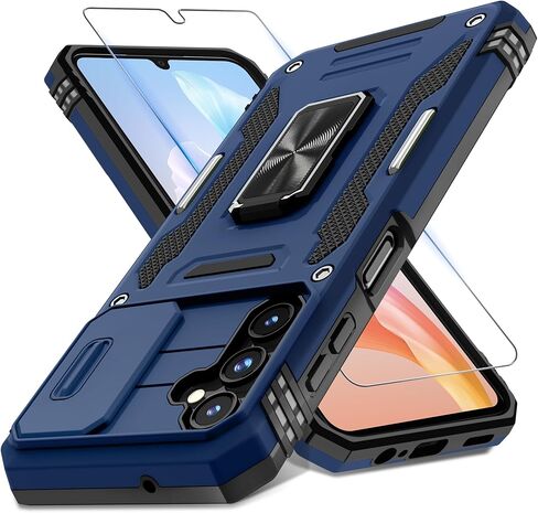 DEERLAMN Case for Samsung Galaxy A25 5G with Slide Camera Cover+Screen Protector (1 Pack),Rotated Ring Kickstand Military Grade Shockproof Protective Cover-Olive Green in Kuwait