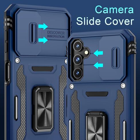 DEERLAMN Case for Samsung Galaxy A25 5G with Slide Camera Cover+Screen Protector (1 Pack),Rotated Ring Kickstand Military Grade Shockproof Protective Cover-Olive Green in Kuwait