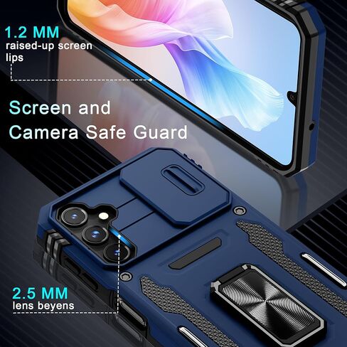 DEERLAMN Case for Samsung Galaxy A25 5G with Slide Camera Cover+Screen Protector (1 Pack),Rotated Ring Kickstand Military Grade Shockproof Protective Cover-Olive Green in Kuwait