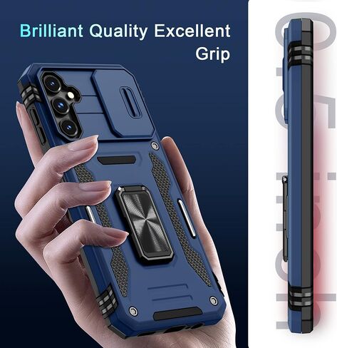 DEERLAMN Case for Samsung Galaxy A25 5G with Slide Camera Cover+Screen Protector (1 Pack),Rotated Ring Kickstand Military Grade Shockproof Protective Cover-Olive Green in Kuwait