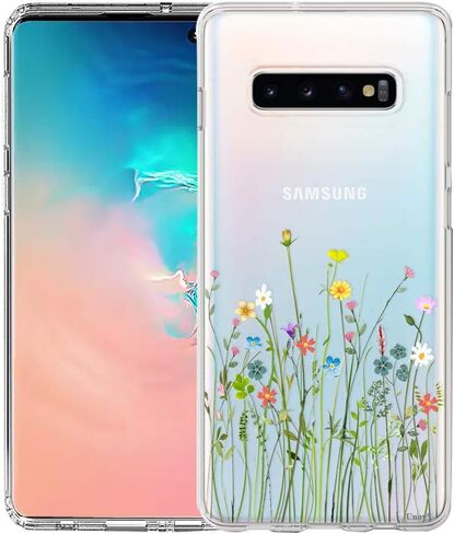 Unov Galaxy S10 Case Clear with Design Soft TPU Shock Absorption Slim Embossed Floral Pattern Protective Back Cover for Galaxy S10 6.1in (Flower Bouquet) in Saudi Arabia