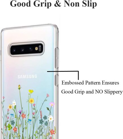 Unov Galaxy S10 Case Clear with Design Soft TPU Shock Absorption Slim Embossed Floral Pattern Protective Back Cover for Galaxy S10 6.1in (Flower Bouquet) in Saudi Arabia