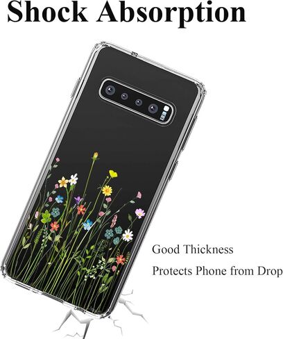 Unov Galaxy S10 Case Clear with Design Soft TPU Shock Absorption Slim Embossed Floral Pattern Protective Back Cover for Galaxy S10 6.1in (Flower Bouquet) in Saudi Arabia