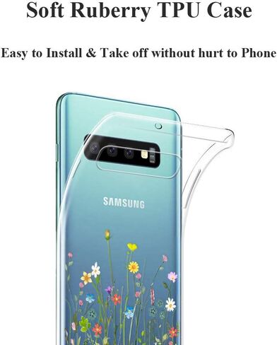 Unov Galaxy S10 Case Clear with Design Soft TPU Shock Absorption Slim Embossed Floral Pattern Protective Back Cover for Galaxy S10 6.1in (Flower Bouquet) in Saudi Arabia