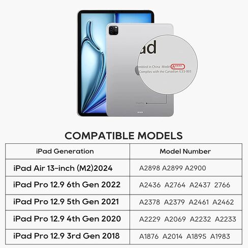 حافظة لوحة المفاتيح السحرية اللاسلكية لجهاز Apple iPad Air 13 بوصة (M2) 2024 وiPad Pro 12.9 بوصة الجيل السادس والخامس والرابع والجيل الثالث: لوحة تتبع ذكية متعددة اللمس مع لوحة مفاتيح رقمية، إضاءة خلفية RGB، أرجواني in Kuwait