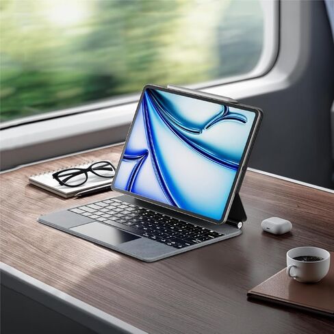 حافظة لوحة المفاتيح السحرية اللاسلكية لجهاز Apple iPad Air 13 بوصة (M2) 2024 وiPad Pro 12.9 بوصة الجيل السادس والخامس والرابع والجيل الثالث: لوحة تتبع ذكية متعددة اللمس مع لوحة مفاتيح رقمية، إضاءة خلفية RGB، أرجواني in Kuwait