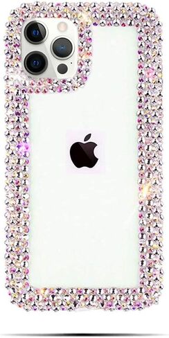 Bonitec Compatible with iPhone 15 Case for Women Girls 3D Glitter Sparkle Bling Case Luxury Shiny Cute Crystal Charms Rhinestone Diamond Bumper Clear Protective Cases Cover Clear in Kuwait