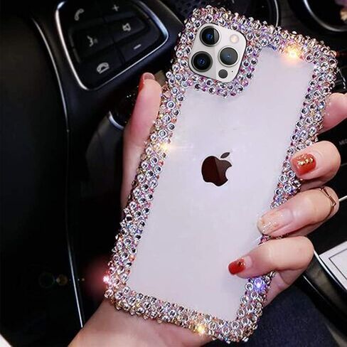 Bonitec Compatible with iPhone 15 Case for Women Girls 3D Glitter Sparkle Bling Case Luxury Shiny Cute Crystal Charms Rhinestone Diamond Bumper Clear Protective Cases Cover Clear in Kuwait