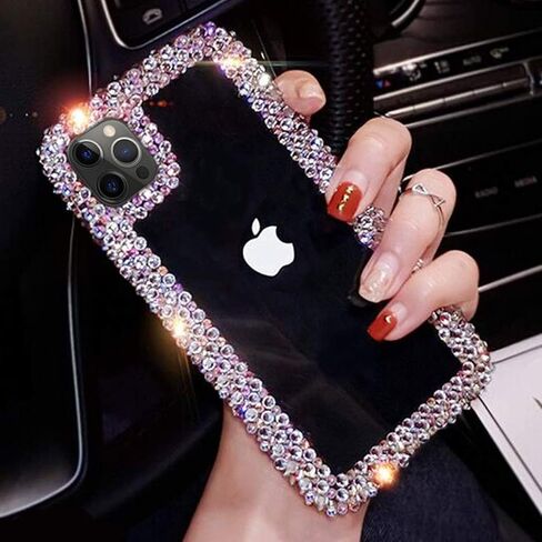Bonitec Compatible with iPhone 15 Case for Women Girls 3D Glitter Sparkle Bling Case Luxury Shiny Cute Crystal Charms Rhinestone Diamond Bumper Clear Protective Cases Cover Clear in Kuwait
