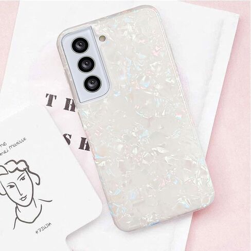 J.west Galaxy S22 Case 5G 6.1-inch, Luxury Sparkle Glitter Translucent Clear Colorful Opal Pearly Thinfoil Design Shiny Print Soft Silicone Cover for Women Girls Slim TPU Protective Phone Case in Saudi Arabia