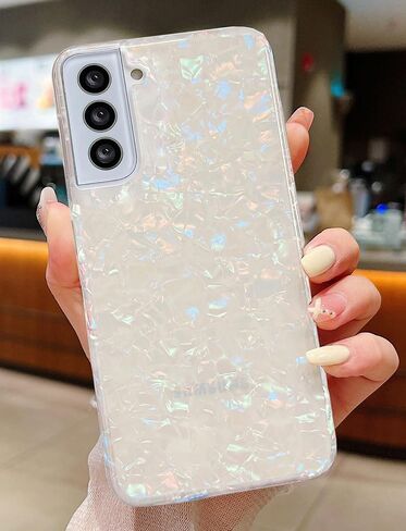 J.west Galaxy S22 Case 5G 6.1-inch, Luxury Sparkle Glitter Translucent Clear Colorful Opal Pearly Thinfoil Design Shiny Print Soft Silicone Cover for Women Girls Slim TPU Protective Phone Case in Saudi Arabia