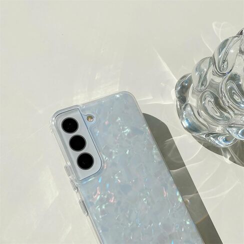J.west Galaxy S22 Case 5G 6.1-inch, Luxury Sparkle Glitter Translucent Clear Colorful Opal Pearly Thinfoil Design Shiny Print Soft Silicone Cover for Women Girls Slim TPU Protective Phone Case in Saudi Arabia