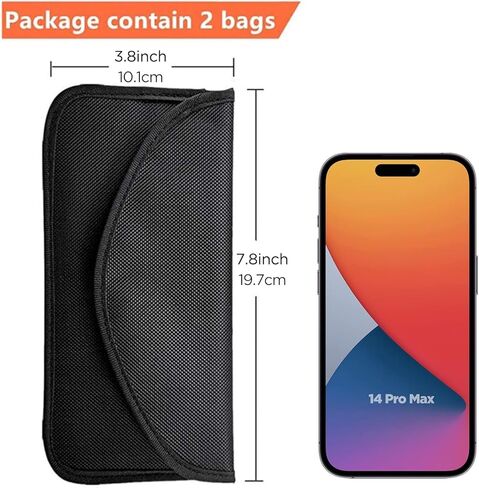 حقائب فاراداي - حقيبة حجب الإشارة لمفتاح السيارة والهاتف الخلوي RFID حقيبة حجب الإشارة مضادة للتتبع ومضادة للقرصنة وحماية إشارة السيارة واي فاي/GSM/LTE/NFC/RFID (2، أسود) in Kuwait