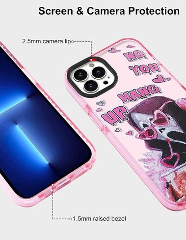 حافظة بتصميم جمجمة هيكل عظمي لطيف Ghostface Scream Horror لهاتف iPhone 16 Pro Max، غطاء حماية كرتوني مضحك جمالي للنساء والفتيات، وردي in Saudi Arabia