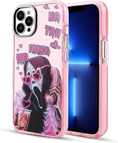 حافظة بتصميم جمجمة هيكل عظمي لطيف Ghostface Scream Horror لهاتف iPhone 16 Pro Max، غطاء حماية كرتوني مضحك جمالي للنساء والفتيات، وردي in Saudi Arabia