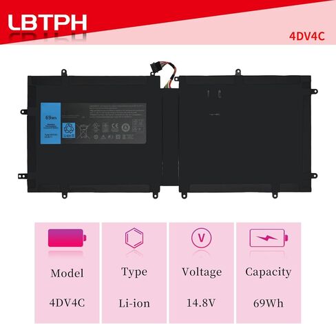 بديل بطارية الكمبيوتر المحمول 4DV4C المتوافقة مع Dell XPS18 XPS 18 1810 1820 Series 63FK6 D10H3 063FK6 14.8V 69WH in Kuwait