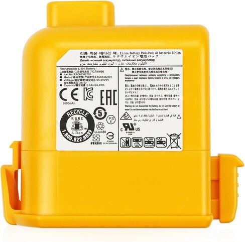 EAC63382204 EAC63382202 Battery for LG Cord Zero A9 A9S P9 A9K-CORE PRO A9MAX A9T-Ultra A9M A9MULTI A9N A958 A958S A958SA A958SK A9 Plus A905M A907GMS A905RM A929KVM A9KMAX A916 66.4Wh 2600 mAh in Saudi Arabia