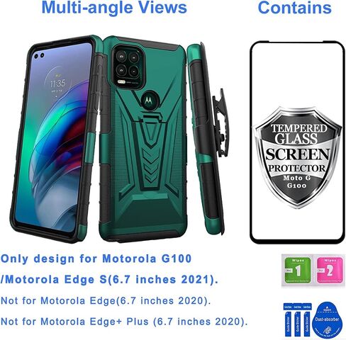 Ailiber Compatible with Motorola Moto G100 Case, Motorola Edge S Case Holster with Screen Protector, Swivel Belt Clip Holster Kickstand Holder, Heavy Duty Rugged Cover for Edge S/Moto G100-Camouflage in Saudi Arabia