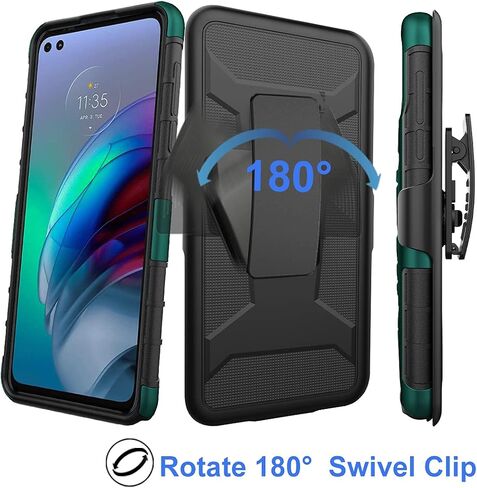 Ailiber Compatible with Motorola Moto G100 Case, Motorola Edge S Case Holster with Screen Protector, Swivel Belt Clip Holster Kickstand Holder, Heavy Duty Rugged Cover for Edge S/Moto G100-Camouflage in Saudi Arabia