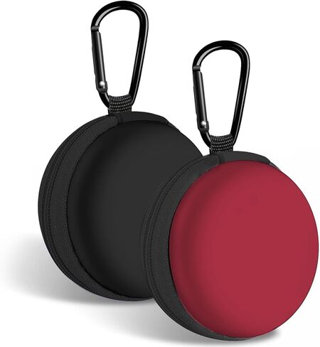 Earbuds Carrying Case with Carabiner, Small Circle Storage Cases, Portable EVA Storage Earbud Cell Phone Accessory for Earphone,Earpieces, SD Memory Card,Camera Chips (2 Pack- Blue + Red) in Saudi Arabia