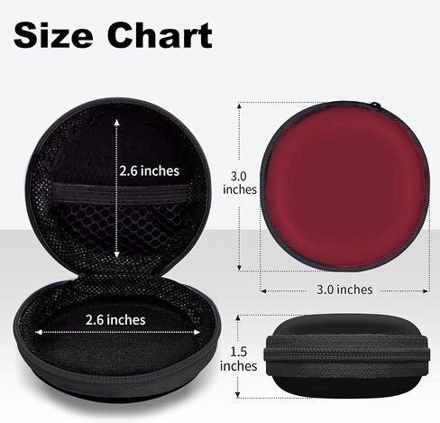 Earbuds Carrying Case with Carabiner, Small Circle Storage Cases, Portable EVA Storage Earbud Cell Phone Accessory for Earphone,Earpieces, SD Memory Card,Camera Chips (2 Pack- Blue + Red) in Saudi Arabia