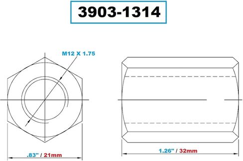 Vertex 3903-1318 M20 X 2.5 48mm Long Coupling Nut in Kuwait