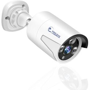 Audio 5MP 3.6mm HD Lens 1616P PoE HD Bullet Security Full Metal Camera,3pcs LED 98FT Dual Lamp Colour Night Vision,Compatible with NVR RTSP,IP66 Waterproof,5-Megapixel