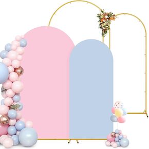 Arch Backdrop Stand and Cover Set, 7.2 FT+6.0 FT Metal Balloon Arch Frame with Two Tone Covers and Storage Bag, Suitable for Wedding Birthday Party Baby Shower Decoration