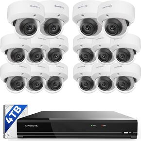 ONWOTE 4K 16 Channel PoE Security Camera System, AI Face Recognition Human Vehicle Detection, 2 Way Talk, Color Night Vision, IK10 Vandal Proof, 16x 8MP PoE Cameras 131° View, 16CH NVR for Business