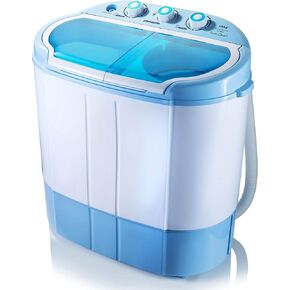 Pyle Compact Home Washer & Dryer, 2 in 1 Portable Mini Washing Machine, Twin Tubs, 11lbs. Capacity, 110V, Spin Cycle w/Hose, Translucent Tub Container Window, Ideal for Smaller Laundry Loads