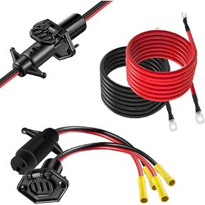 Trolling Motor Plug, 4-Wire 12V 10AWG Trolling Motor Plug and Receptacle Quick Connect Kit Compatible With Minn Kota Marine Boat kayak Heavy-Duty Male & Female Trolling Motor Plugs (4-Wire)