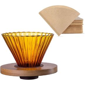 Sunormi Glass Coffee Maker Pour Over Gradient Color 16oz Glass Carafe Dripper Brewer,50Pcs Coffee Lover Gift Set