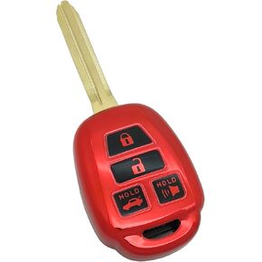 Key Fob Cover Case Fit for Toyota Camry Avalon Corolla RAV4 Highlander Venza 4-Buttons Remote Holder Skin Protector Keyless Entry Sleeve Accessories (Red)